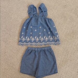 Blue Sleeveless Top and Shorts Set